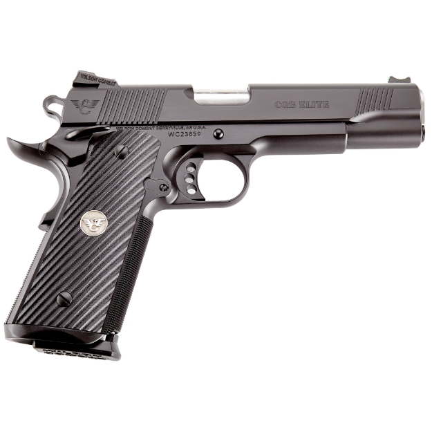 Picture of Wilson Combat® CQB Elite Semi-automatic 1911 Full Size 45 ACP 5" Black G10 8 Rounds 2 Magazines Ambidextrous Ambidextrous Fiber Optic Front Sight CQBE-FS-45A Steel Armor Tuff 