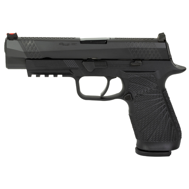 Picture of Wilson Combat® WCP320 Semi-automatic Striker Fired Full Size 9mm 4.7" Black 17 Rounds 2 Magazines Curved Trigger Fiber Optic Front Sight SIG-WCP320F-9BATC Polymer DLC 