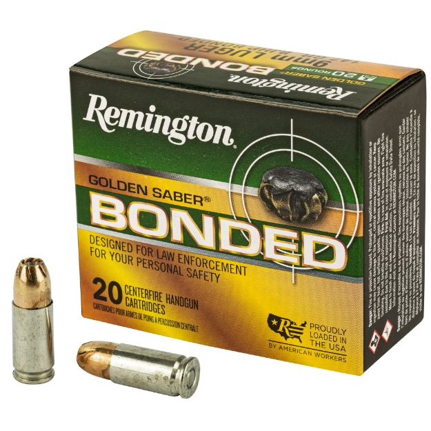 Picture of Remington® Golden Saber 9mm 147Gr Brass Jacketed Hollow Point 20 500 29343 