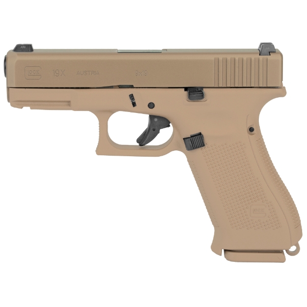Picture of Glock 19X Semi-automatic Striker Fired Compact 9mm 4.02" Coyote 19 Rounds 3 Mags GLUX1950703 Glock Night Sights PX1950703 Polymer 