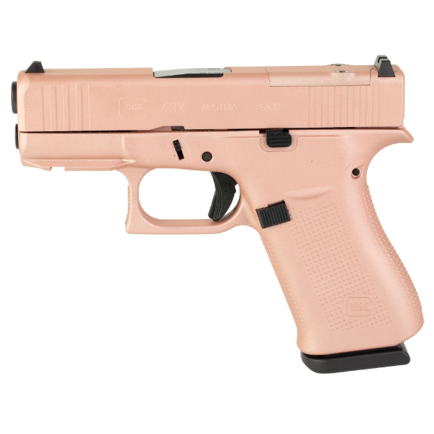 Picture of Glock 43X M.O.S Semi-automatic Striker Fired Sub-Compact 9mm 3.41" Rose Gold 10 Rounds 2 Mags Fixed Sights PX4350204FRMOS-RG Polymer Skydas Cerakote 