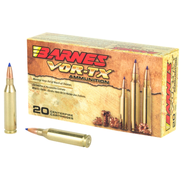 Picture of Barnes VOR-TX - 243WIN - 80 Grain - Tipped Triple Shock X - Boat Tail - Lead Free - 20 Round Box - California Certified Nonlead Ammunition 21522