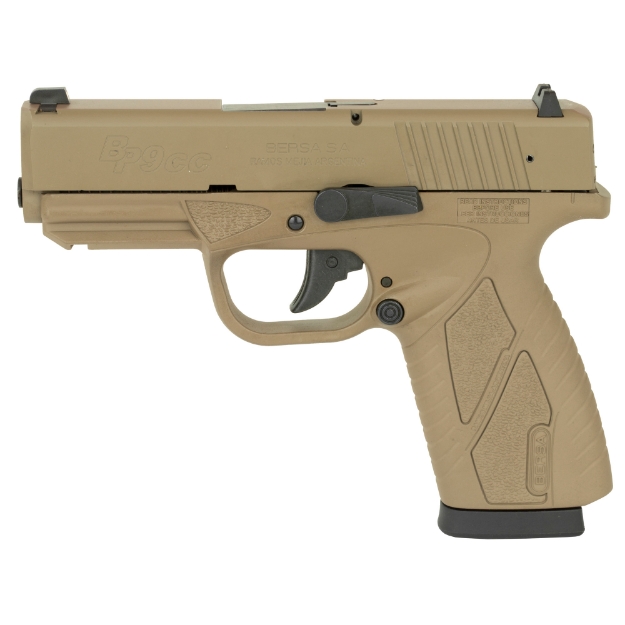 Picture of Bersa Concealed Carry - Double Action Only - Semi-automatic - Polymer Frame Pistol - Compact - 9MM - 3.3" Barrel - Matte Finish - Flat Dark Earth - Fixed Sights - 8 Rounds - 1 Magazine BP9FDECC
