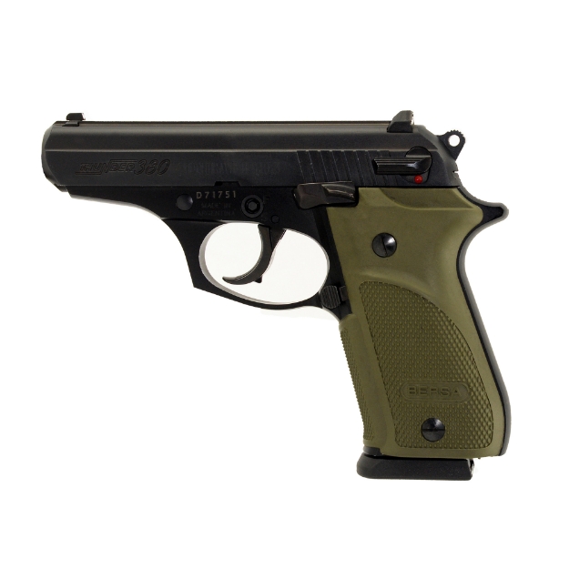 Picture of Bersa Thunder Combat Plus - Double Action/Single Action - Semi-automatic - Metal Frame Pistol - 380ACP - 3.5" Barrel - Alloy - Matte Finish - Black - Olive Rubber Grips - Fixed Sights - 15 Rounds - 1 Magazine T380PMC