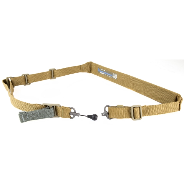 Picture of Blue Force Gear Vickers 221 Sling - Padded - 2-To-1 Point Sling - Coyote Brown - RED Swivel - Molded Acetal Adjuster VCAS-2TO1-RED-200-CB