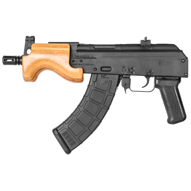 Picture of Century Arms Micro Draco AK Pistol - Semi-automatic - 762X39 - 6.25" Barrel - Steel Frame - Black Finish - Polymer Grips - 1-30 Round Magazine - Wood Handguard - BLEM (Damaged Case) HG2797-N