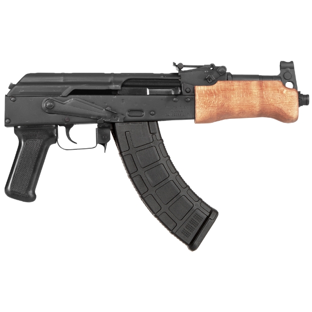 Picture of Century Arms Mini Draco - Semi-automatic - Metal Frame Pistol - 762X39 - 7.75" Barrel - Threaded 14x1LH - Steel - Anodized Finish - Black - Polymer Grip - Hardwood Handguard - 30 Rounds - 1 Magazine - BLEM (Damaged Case) HG2137-N