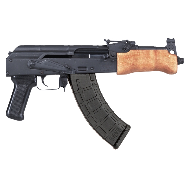 Picture of Century Arms Mini Draco - Semi-automatic - Metal Frame Pistol - 762X39 - 7.75" Barrel - Threaded 14x1LH - Steel - Anodized Finish - Black - Polymer Grip - Hardwood Handguard - 30 Rounds - 1 Magazine HG2137-N