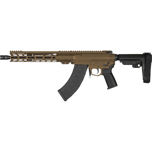 Picture of CMMG Banshee MK47 - Semi-automatic Pistol - AK - 7.62x39MM - 12.5" Threaded Barrel - 5/8x24 - CMMG Zeroed Linear Compensator - Cerakote Finish - Midnight Bronze - M-LOK Handguard - CMMG Zeroed Polymer Grip - Pistol Tube - Manual Safety - 30 Rounds - 1 Magazine - BLEM (Damaged Box) PE-76A0B33-MB