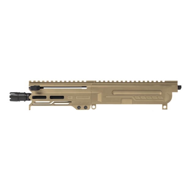 Picture of CMMG DISSENT - Complete Upper Receiver - 5.7X28MM - 6.5" Threaded Barrel - 1/2x28 - CMMG Zeroed Linear Compensator - Cerakote Finish - Coyote Tan - M-LOK Free Float Handguard - Fits AR-15/CMMG MK57 Lower Receiver - Includes 1913 Picatinny Rail End Plate 57BA8AE-CT