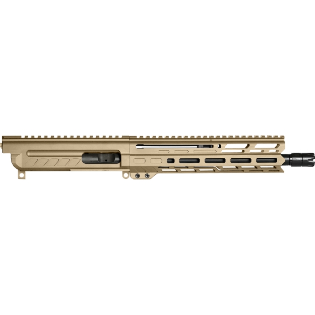 Picture of CMMG DISSENT - Complete Upper Receiver - 9MM - 10.5" Threaded Barrel - 1/2x28 - CMMG Zeroed Linear Compensator - Cerakote Finish - Coyote Tan - M-LOK Free Float Handguard - Fits AR-15 w/CMMG 9AR Conversion Magazines and CMMG MKGs/MK17 Lower Receivers - Includes 1913 Picatinny Rail End Plate 99B80E4-CT