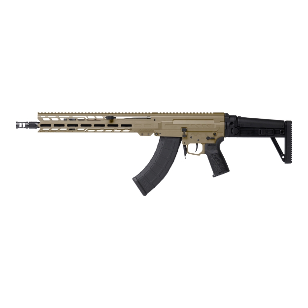 Picture of CMMG DISSENT MK47 - Semi-automatic Rifle - 7.62X39mm - 14.3" Medium Taper Barrel - 16.1" OAL with Pinned and Welded ZEROED SVD Muzzle Brake - Cerakote Finish - Coyote Tan - Free Float M-LOK Handguard - DISSENT Side Folding Stock - Manual Safety - 30 Rounds - 2 Magazines 86A7F0B-CT