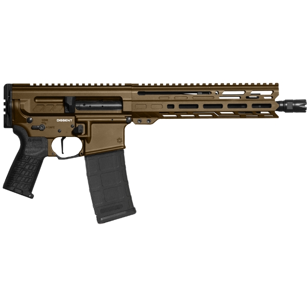 Picture of CMMG MK4 - DISSENT - Semi-automatic Pistol - AR - 300 Blackout - 10.5" Threaded Barrel - 5/8x24 - CMMG Zeroed Linear Compensator - Cerakote Finish - Midnight Bronze - TriggerTech AR-D 2-Stage Trigger - 9.6" M-LOK Handguard - CMMG Zeroed Polymer Grip - 30 Rounds - 2 Magazines 30AC278-MB