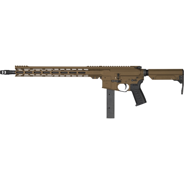 Picture of CMMG Resolute MK9 - Semi-automatic Rifle - 9MM - 16.1" Barrel - Threaded Barrel - 1/2x28" - ZEROED SR Brake - Cerakote Finish - Midnight Bronze - 15" Free Float M-LOK Handguard - ZEROED Polymer Grip - CMMG RipStock - Manual Safety - 32 Rounds - 1 Magazine 91AE655-MB