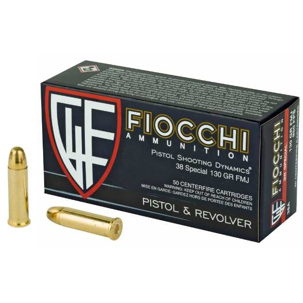 Picture of Fiocchi Ammunition Centerfire Pistol - 38 Special - 130 Grain - Full Metal Jacket - 50 Round Box 38A