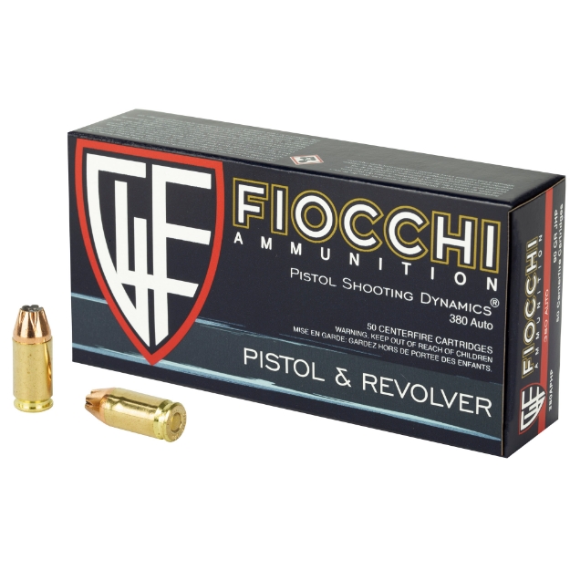 Picture of Fiocchi Ammunition Centerfire Pistol - 380ACP - 90 Grain - Jacketed Hollow Point - 50 Round Box 380APHP