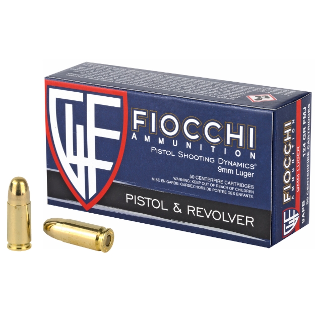 Picture of Fiocchi Ammunition Centerfire Pistol - 9MM - 124 Grain - Full Metal Jacket - 50 Round Box 9APB