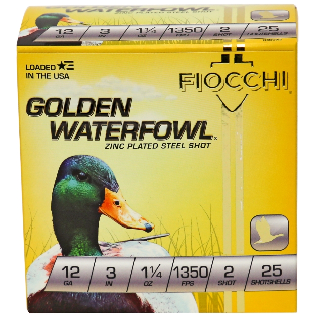 Picture of Fiocchi Ammunition Golden Waterfowl - 12 Gauge - 3" - #2 - Steel Shot - 25 Round Box 123SGW2