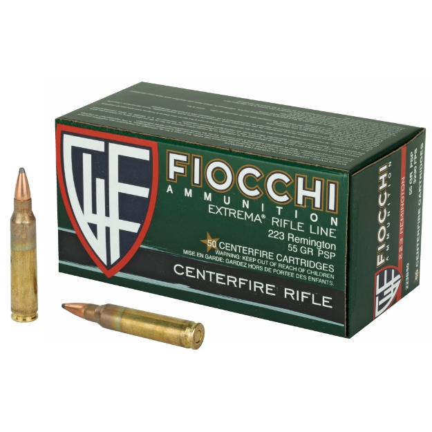 Picture of Fiocchi Ammunition Rifle - 223 Remington - 55 Grain - Pointed Soft Point - 50 Round Box 223B50