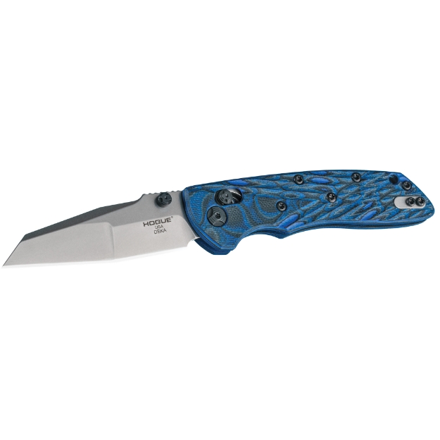 Picture of Hogue Deka - Folding Knife - CPM-20CV - Plain Edge - Wharncliffe Blade - 3.25" - Stone Tumbled Blade Finish - Blue Lava G-Mascus Frame 24263
