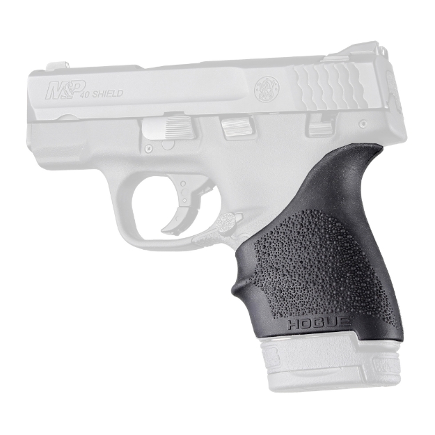 Picture of Hogue HandALL Beavertail Grip - Fits S&W M&P Shield/Ruger LC9 - Rubber - Finger Grooves - Black 18400