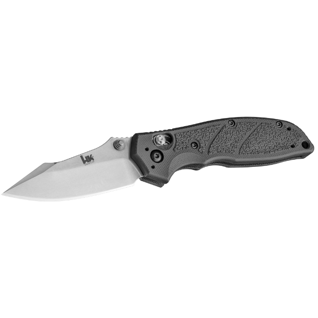 Picture of Hogue HK Exemplar - Folding Knife - 154-CM - Plain Edge - Clip Point Blade - 3.25" - Stone Tumbled Blade Finish - Black G10 Frame with HK Texture 54156