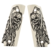 Picture of Hogue Polymer Grip - Scrimshaw - Fits 1911 Govt Model - Grim Reaper Full Body - Ambi Cut - Ivory 45029