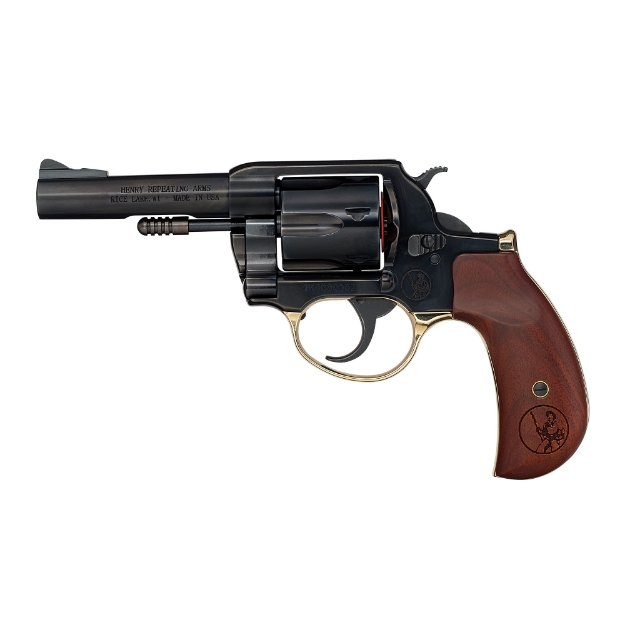 Picture of Henry Repeating Arms Big Boy Revolver - DA/SA - 357 Magnum/38 Special - 4" Round Barrel - Polished Blue Steel - American Walnut Birdshead Grips - Fixed Notch Rear Sight - Screw On Post Front Sight - Transfer Bar Safety - 6 Rounds - Includes High/Medium/Low Interchangeable Front Sights H017BDM