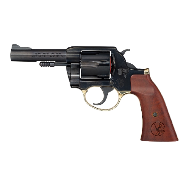 Picture of Henry Repeating Arms Big Boy Revolver - DA/SA - 357 Magnum/38 Special - 4" Round Barrel - Polished Blue Steel - American Walnut Gunfighter Grips - Fixed Notch Rear Sight - Screw On Post Front Sight - Transfer Bar Safety - 6 Rounds - Includes High/Medium/Low Interchangeable Front Sights H017GDM