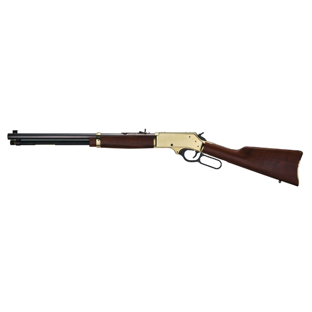 Picture of Henry Repeating Arms Brass - Lever Action Rifle - 30-30 Winchester - 20" Octagon Barrel - Brass Receiver - Side Load Gate - Fully Adjustable Semi Buckhorn Sights - American Walnut Stock - 5 Rounds H009BG