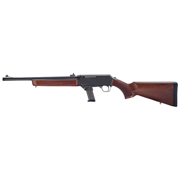 Picture of Henry Repeating Arms Homesteader - Semi-automatic - Rifle - 9mm - 16.37" Barrel - Threaded 1/2x28 - Walnut Stock - Anodized Finish - Black - Drilled and Tapped for Optic Rail - Ghost Ring Sights - (1)-5 Round Magazine - (1)-10 Round Magazine - Includes Magwell for Sig Sauer/Smith & Wesson Magazines H027-H9S