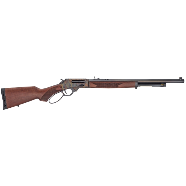 Picture of Henry Repeating Arms Lever Action - 45-70 - Side Gate - 22" Octagon Barrel - Color Case Hardened Finish - American Walnut Stock - 4Rd - Fully Adjustable Semi-Buckhorn Rear Sight with Diamond Insert - Brass Bead Front Sight H010GCC
