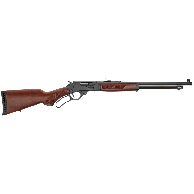 Picture of Henry Repeating Arms Lever Action Carbine Shotgun - Side Gate - 20" Round Barrel - Smooth/No Choke - Blued Frame - Pistol Grip American Walnut Stock w/Rubber Buttpad - 5Rd - Fully Adjustable Semi-Buckhorn Rear Sight - and Brass Beaded Front Sight H018G-410R