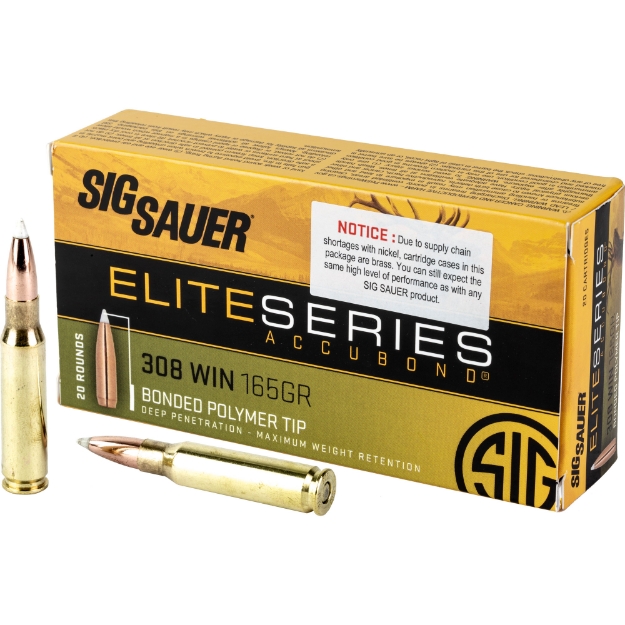 Picture of Sig Sauer Elite Performance - Hunting - 308 Winchester - 165 Grain - Ballistic Tip - California Certified Nonlead Ammunition - 20 Round Box E308AB165-20