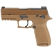 Picture of Sig Sauer P320 - M18 - Striker Fired - Semi-automatic - Polymer Frame Pistol - 9MM - 3.9" Barrel - PVD Finish - Coyote Tan - SIGLITE Night Sights - Manual Thumb Safety - Optics Ready - 10 Rounds - 3 Magazines - CA Compliant - BLEM (Small Scrath on Rear) 320CA-9-M18-MS-CA
