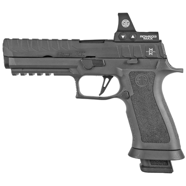 Picture of Sig Sauer P320 - MAX - Striker Fired - Semi-automatic - Tungsten-infused Polymer Frame Pistol - Full Size - 9MM - 5" Barrel - Black - Ambidextrous Controls - 21 Rounds - Sig ROMEO3 MAX 6MOA Red Dot Sight - 4 Magazines 320X5-9-MAXM