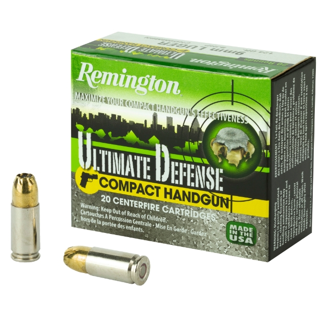 Picture of Remington Compact Ultimate Home Defense - 9MM - 124 Grain - Brass Jacketed Hollow Point - 20 Round Box 28963