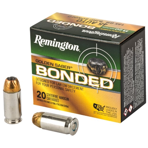 Picture of Remington Golden Saber - 45 ACP - 185 Grain - Brass Jacketed Hollow Point Bonded - 20 Round Box 29325