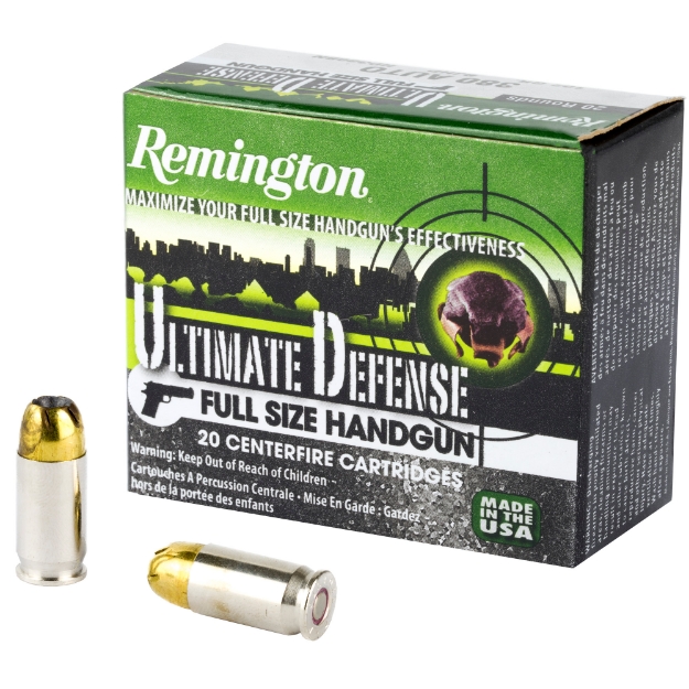 Picture of Remington Ultimate Defense - 380 ACP - 102 Grain - Brass Jacketed Hollow Point - 20 Round Box 28937