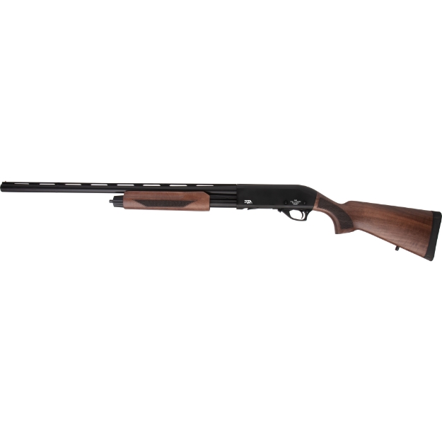 Picture of Armscor AG26 Pump Shotgun - 12 Gauge - 3" Chamber - 26" Barrel - Walnut Stock - Matte Finish - Black - Fiber Optic Front Sight - Push Button Safety - 5 Rounds - Includes 3 Chokes- IC - M - F PA12H26-WD