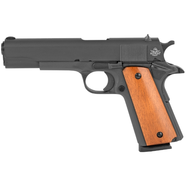 Picture of Armscor GI Standard FS - 1911 - Semi-automatic - Metal Frame Pistol - Full Size - 45ACP - 5" Barrel - Steel - Parkerized Finish - Black - Wood Grips - Fixed Sights - 8 Rounds - 1 Magazine 51421