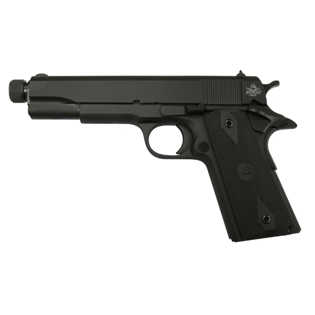 Picture of Armscor GI Standard FS Threaded - 1911 - Semi-automatic - Metal Frame Pistol - Full Size - 45ACP - 5" Threaded Barrel - Steel - Parkerized Finish - Black - Rubber Grips - Fixed Sights - 8 Rounds - 1 Magazine 51473