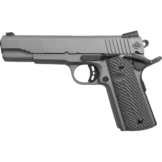 Picture of Armscor Rock EFS - 1911 - Semi-automatic - Metal Frame Pistol - Full Size - 45ACP - 5" Barrel - Steel - Cerakote Finish - Gun Metal Grey - G10 Grips - Fixed Sights - 8 Rounds - 1 Magazine 56419