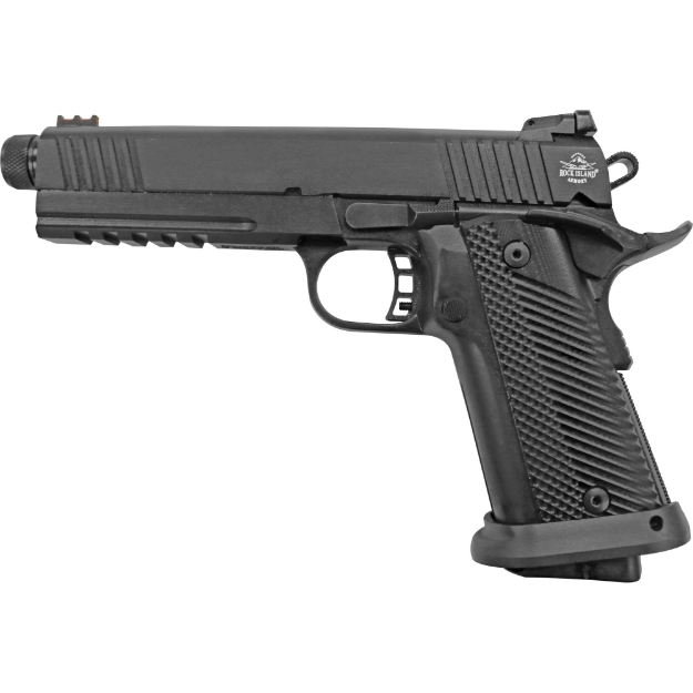 Picture of Armscor Tac Ultra Threaded - 1911 - Semi-automatic - Metal Frame Pistol - Full Size - 10MM - 5.5" Threaded Barrel - Steel - Parkerized Finish - Black - G10 Grips - Adjustable Sights - 16 Rounds - 1 Magazine - Picatinny Rail - Full Length Guide Rod 56862