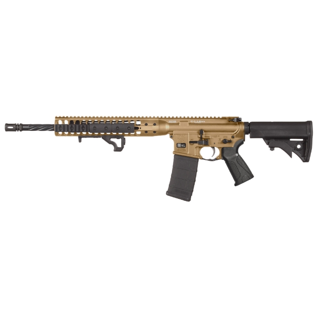 Picture of LWRC Direct Impingement Rifle - Semi-automatic Rifle - 223 Rem/556NATO - 16.1" Cold Hammer Forged Spiral Fluted Heavy Barrel - 1:7 Twist - Black Finish - LWRCI Compact Stock - Magpul MOE+ Grip - 10Rd - LWRCI Modular Free Float Rail - LWRCI Rail Panels - LWRCI A2 Flash Hider - LWRCI Integrated Hand Stop - LWRCI Angled Ergonomic Fore Grip with QD Sling Point - LWRCI Monoforge Upper Receiver - Maryla