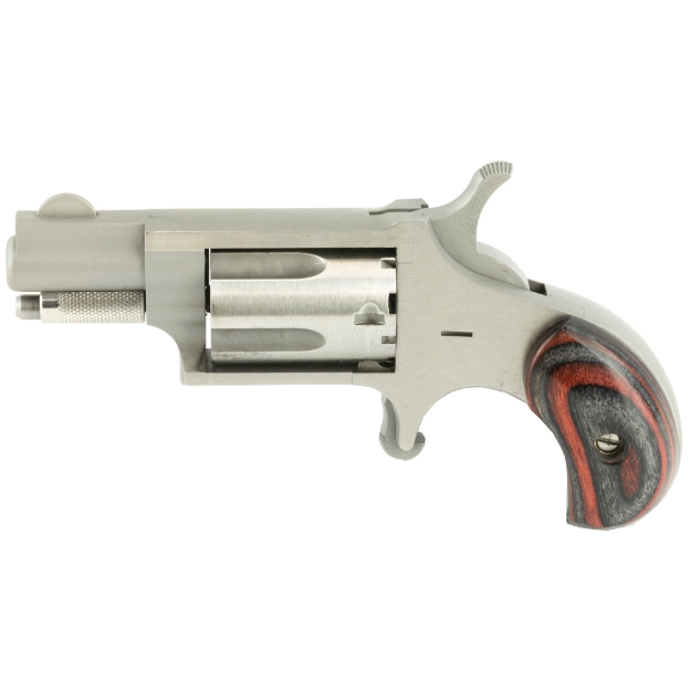 Picture of North American Arms Mini Revolver - Single Action - Revolver - 22LR - 1.125" Barrel - Matte Finish - Stainless Steel - Silver - Rubber Grips - Fixed Sights - 5 Rounds NAA-22LR-GRC