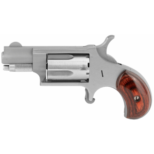 Picture of North American Arms Mini Revolver - Single Action - Revolver - 22LR - 1.625" Barrel - Matte Finish - Stainless Steel - Silver - Holster Grip - Fixed Sights - 5 Rounds NAA-22LLR-HG