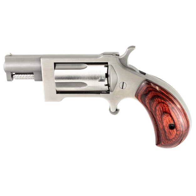 Picture of North American Arms Sidewinder - Single Action - Revolver - 22 WMR - 1.5" Barrel - Stainless Steel - Silver - Wood Grips - Fixed Sights - 5 Rounds - Swing-out Style Cylinder Assembly NAA-SWC