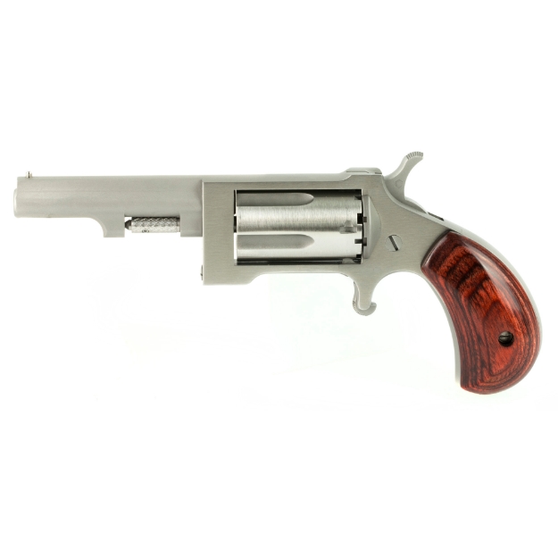 Picture of North American Arms Sidewinder - Single Action - Revolver - 22 WMR - 4" Barrel - Stainless Steel - Silver - Wood Grips - Fixed Sights - 5 Rounds - "Swing-out" Style Cylinder Assembly NAA-SW-4