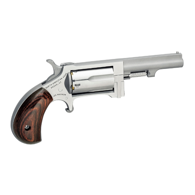 Picture of North American Arms Sidewinder Combo - Single Action - Revolver - 22LR/22WMR - 4" Barrel - Stainless Steel - Silver - Wood Grips - Fixed Sights - 5 Rounds NAA-SWC-4